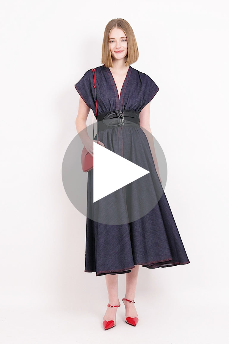 alaia belted denim midi wrap dress Azzedine Alaia AlaA Denim Midi Dress - Blue