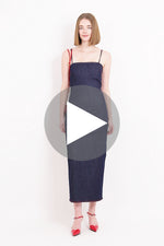 Denim Spaghetti Strap Midi Dress