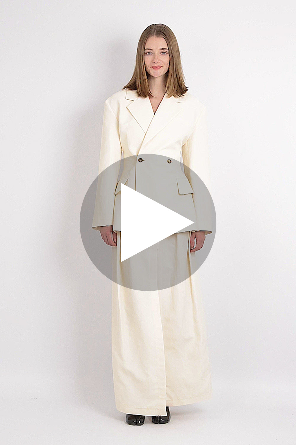 Double Breasted Cutout Tie Detail Jacket | Ecru – Parlour X