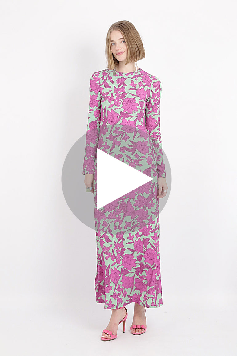 long sleeve light in the women's swing dress Lady Long Swing Dress Chiffon Floral Flared Sleeve Sweet Casual Vacation Summer