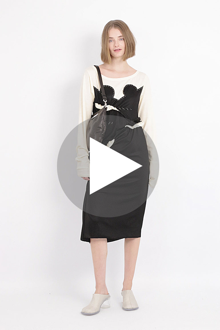 black and cream midi dress Lady Black Tie - Laurel Black & Cream Sweater Midi Dress