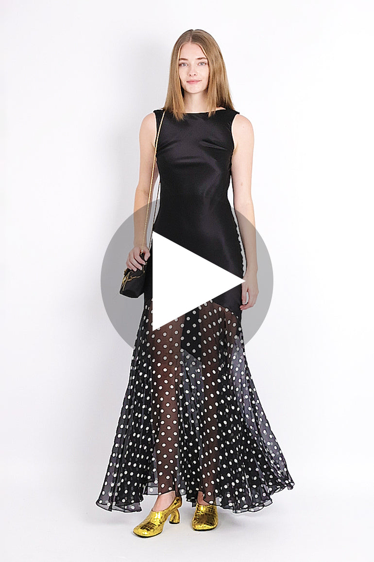 Contrast Polka Dot Mermaid Maxi Backless Dress | Black/White Parlour X Contrast Polka Dot Mermaid Maxi Backless Dress | Black/White Parlour X