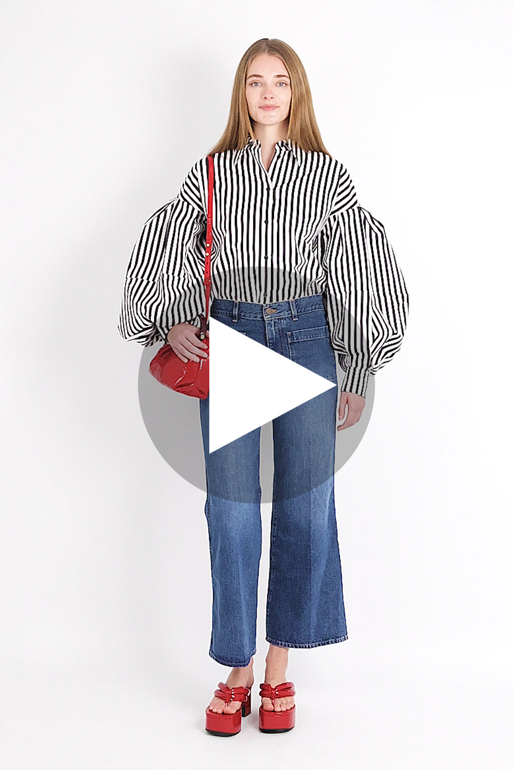 Stripe L/S Shirt With Balloon Sleeves | Black/White – Parlour X