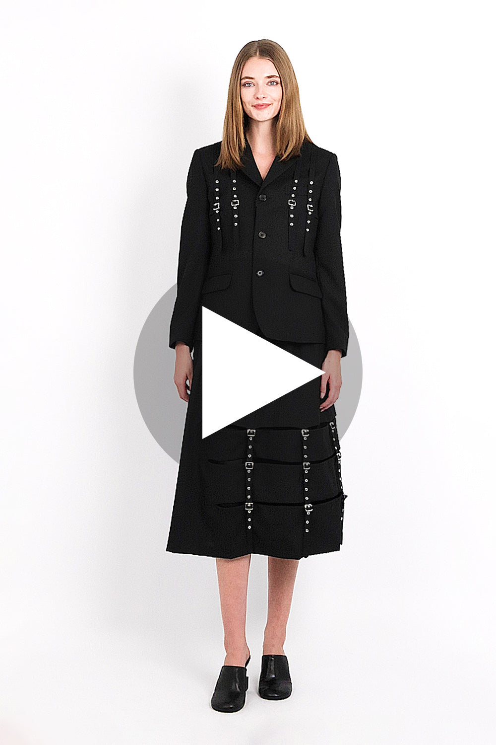 Single Breasted Strap X Buckle Detail Jacket | Black – Parlour X