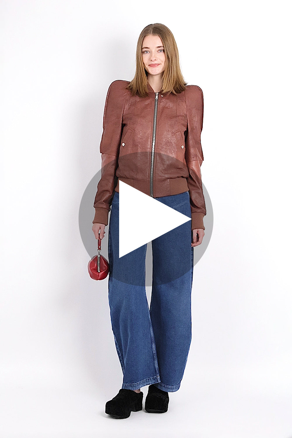 ジャケット・アウター C.E flight jacket brown デビッド・ベイリー レザーアビエイタージャケット - ブラウン