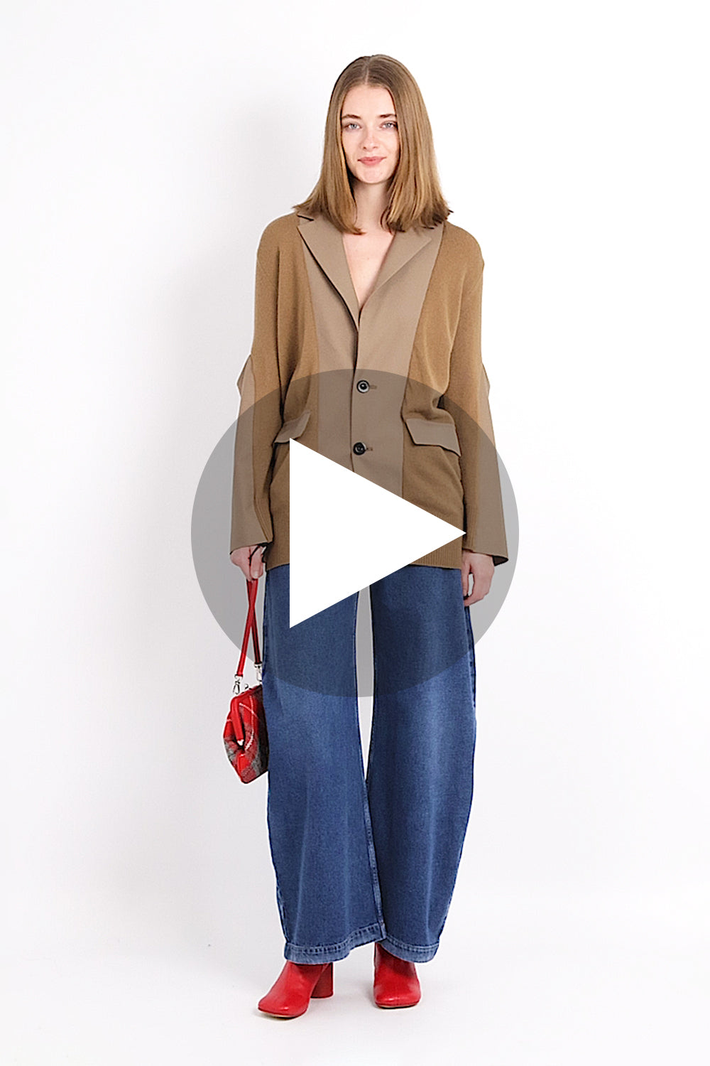 Cardigan x Suiting Jacket with Balloon Sleeves | Brown – Parlour X