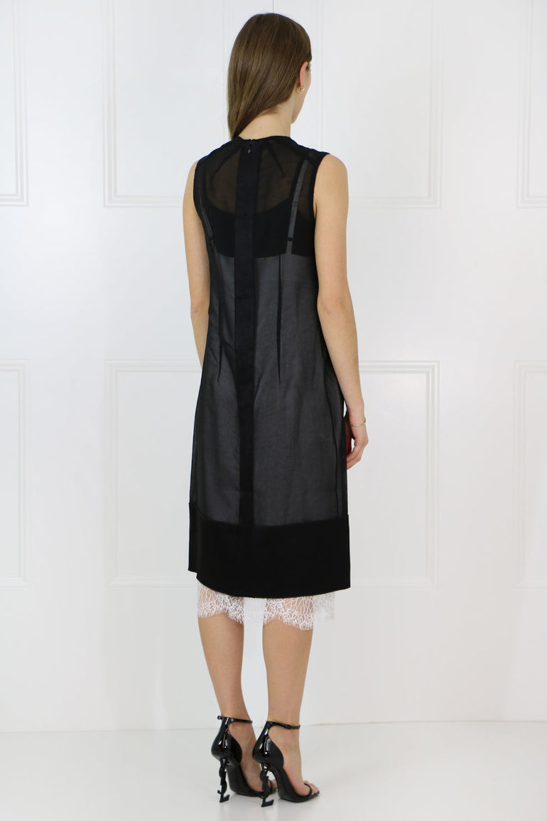 PROENZA SCHOULER DRESSES DOUBLE LAYER DRESS WITH LACE SLIP BLACK