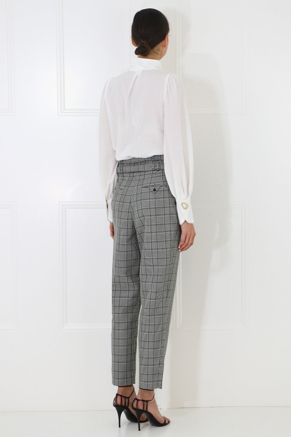 PROENZA SCHOULER RTW GLENCHECK TAILORED PANT BLACK/WHITE