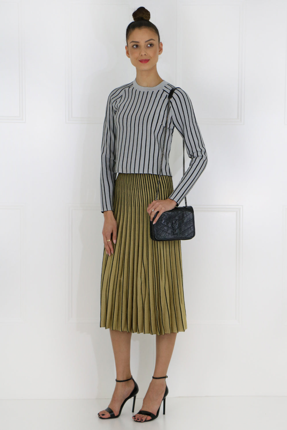 PROENZA SCHOULER RTW METALLIC PLEATED SKIRT GOLD