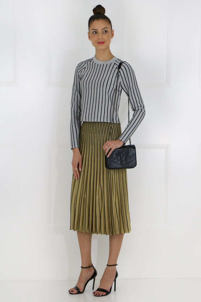 PROENZA SCHOULER RTW METALLIC PLEATED SKIRT GOLD