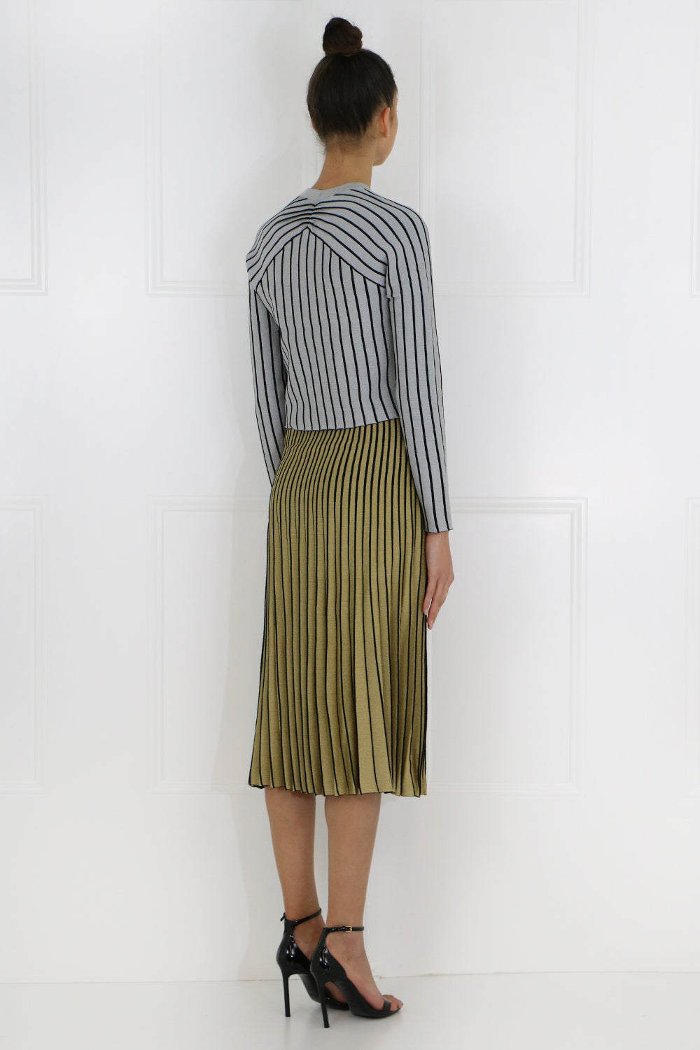 PROENZA SCHOULER RTW METALLIC PLEATED SKIRT GOLD