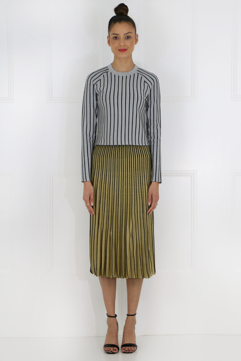 PROENZA SCHOULER RTW METALLIC PLEATED SKIRT GOLD