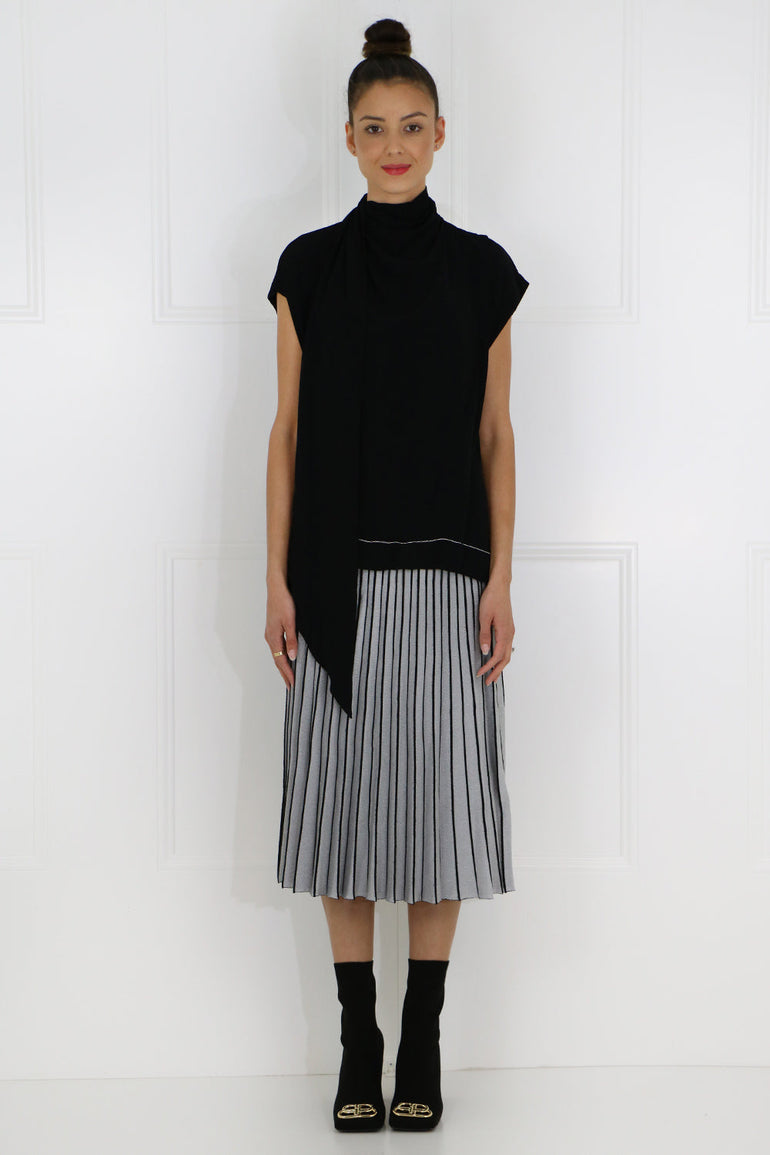 PROENZA SCHOULER RTW METALLIC PLEATED SKIRT SILVER