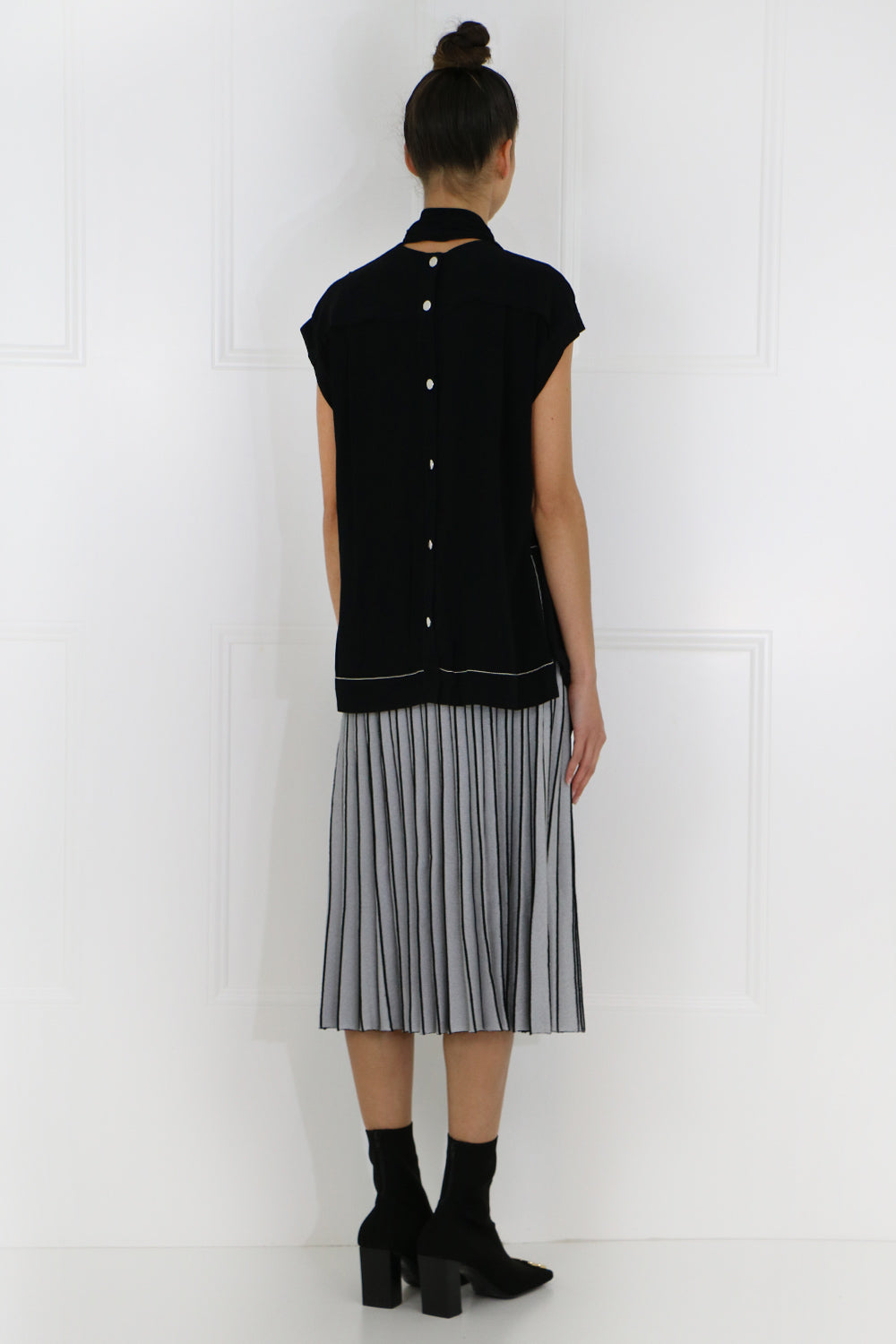 PROENZA SCHOULER RTW METALLIC PLEATED SKIRT SILVER