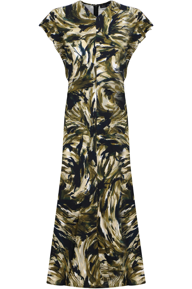 PROENZA SCHOULER RTW SAFARI PRINT CAP/SL MIDI DRESS FATIGUE
