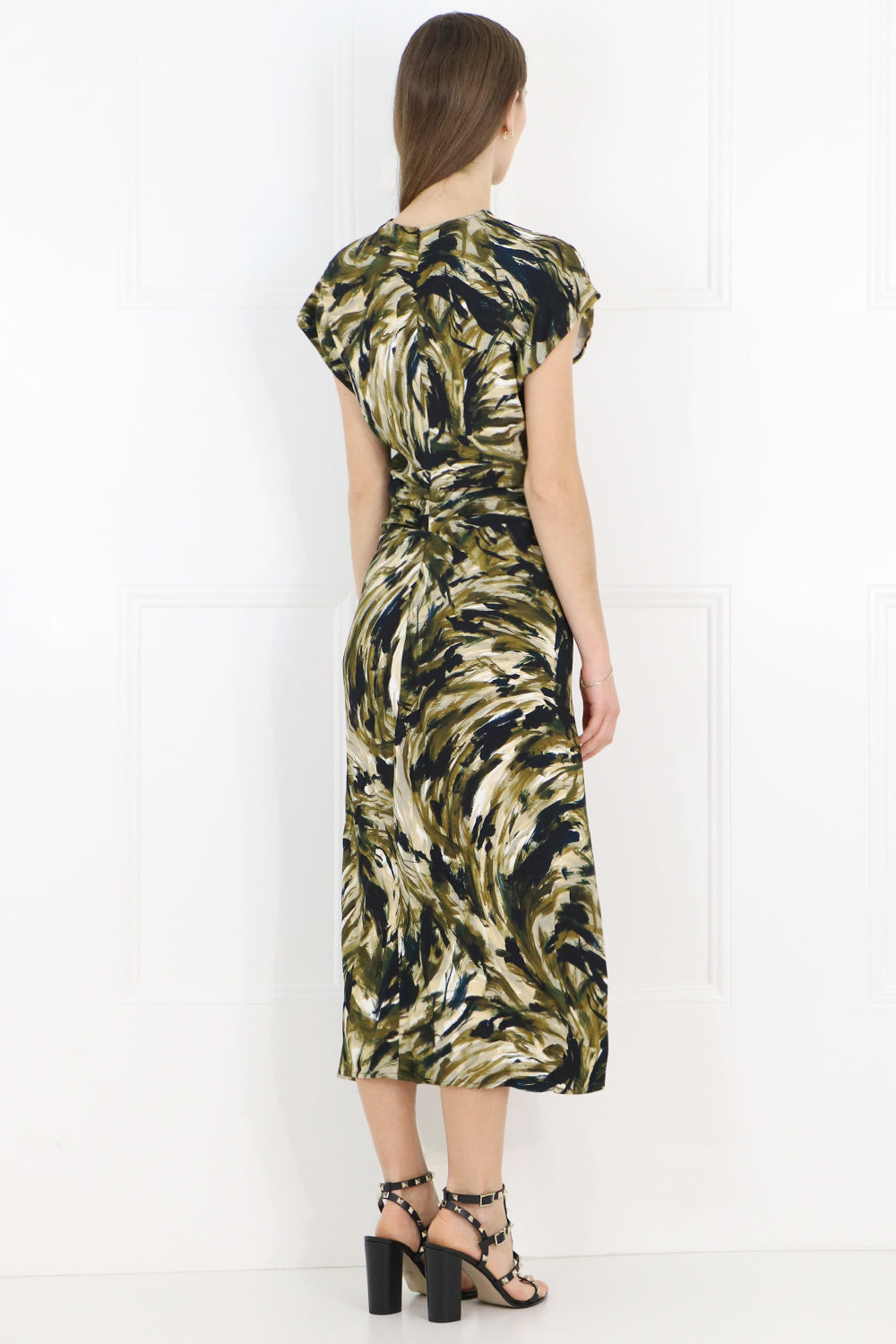 PROENZA SCHOULER RTW SAFARI PRINT CAP/SL MIDI DRESS FATIGUE