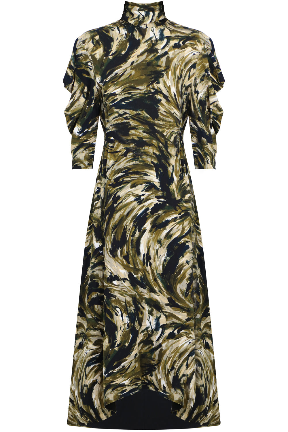 PROENZA SCHOULER RTW SAFARI PRINT MAXI DRESS L/S FATIGUE
