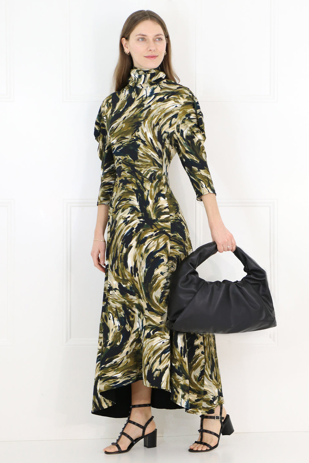 PROENZA SCHOULER RTW SAFARI PRINT MAXI DRESS L/S FATIGUE