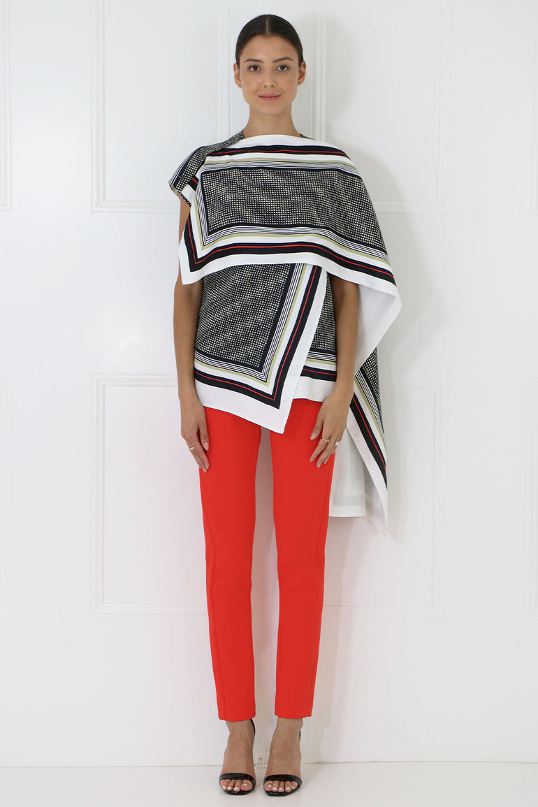 PROENZA SCHOULER RTW SCARF PRINT BLOUSE S/LESS BLACK/YELLOW