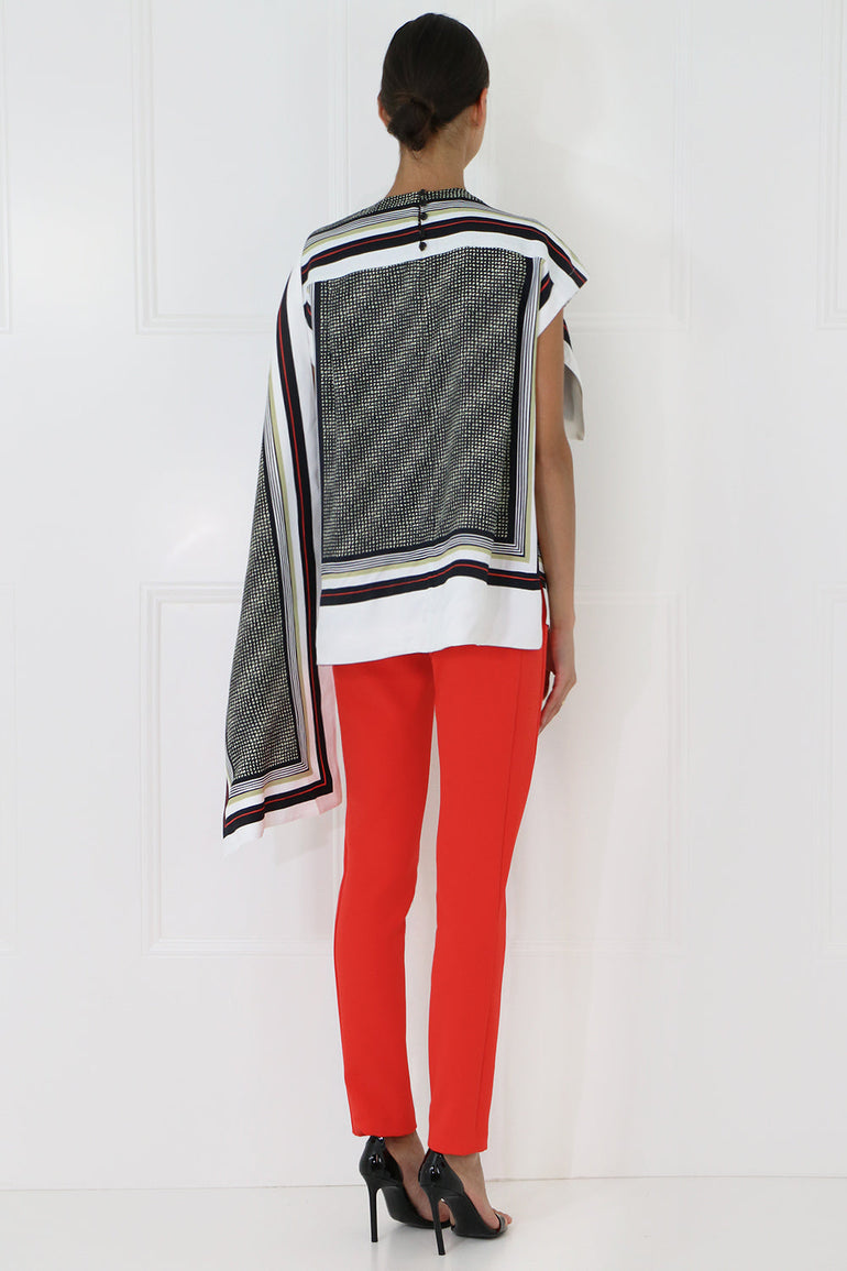 PROENZA SCHOULER RTW SCARF PRINT BLOUSE S/LESS BLACK/YELLOW