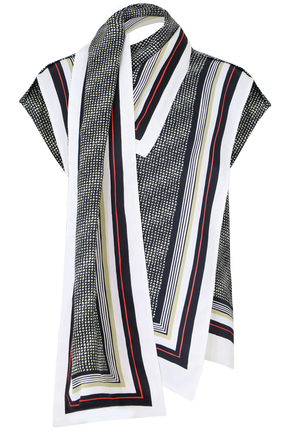 PROENZA SCHOULER RTW SCARF PRINT BLOUSE S/LESS BLACK/YELLOW