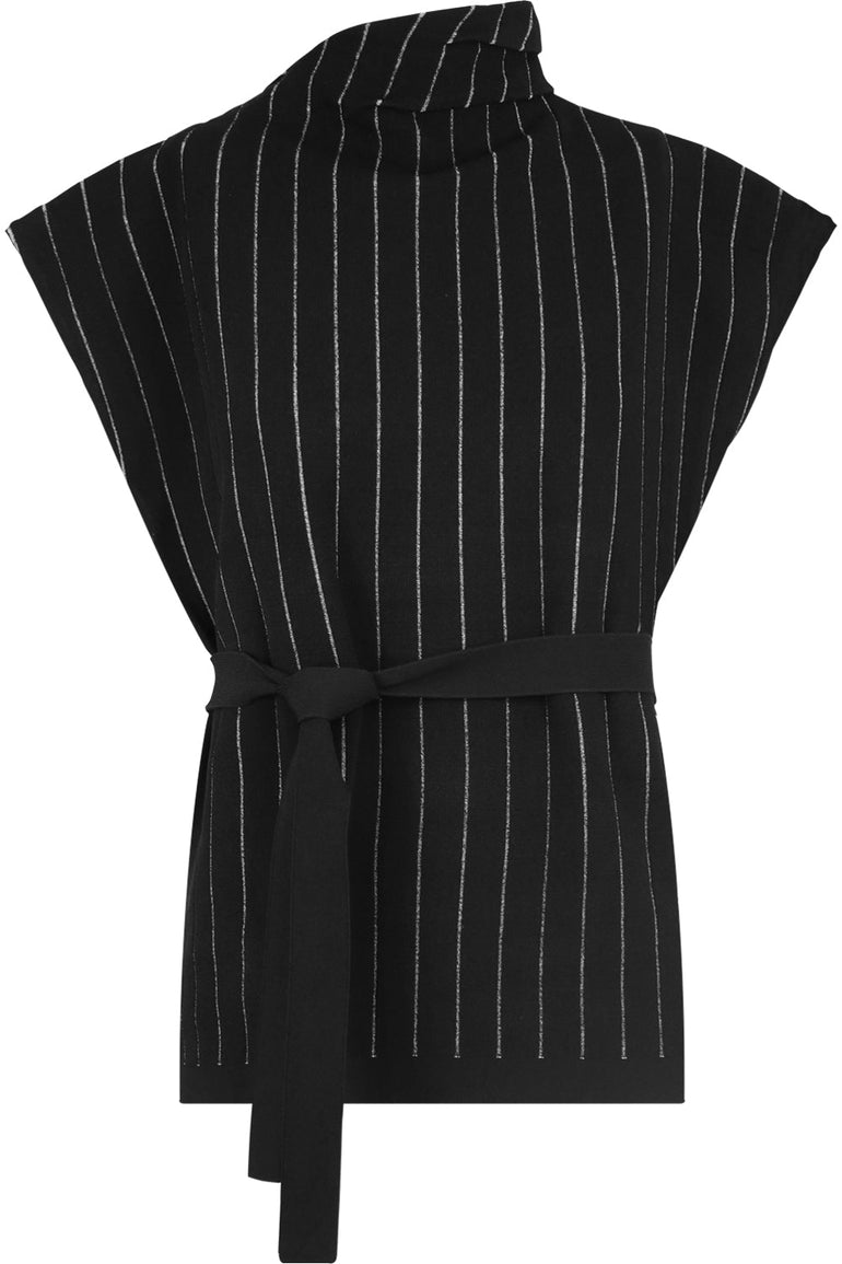 PROENZA SCHOULER RTW STRIPED KNIT TURTLENECK TOP CAP/SL BLACK/ECRU