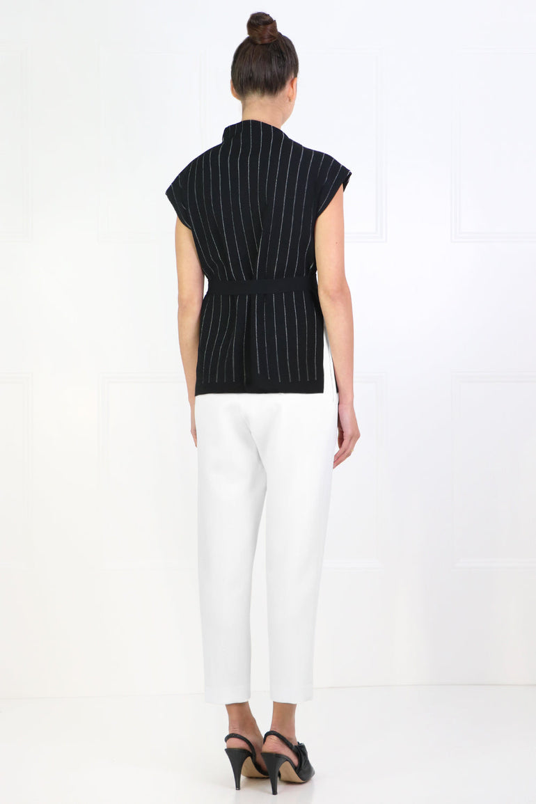 PROENZA SCHOULER RTW STRIPED KNIT TURTLENECK TOP CAP/SL BLACK/ECRU