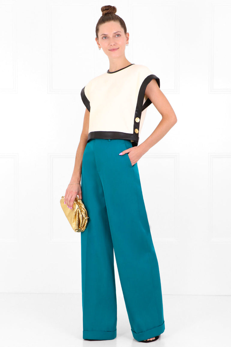 PROENZA SCHOULER RTW STRUCTURED BOUCLE CROPPED TOP ECRU