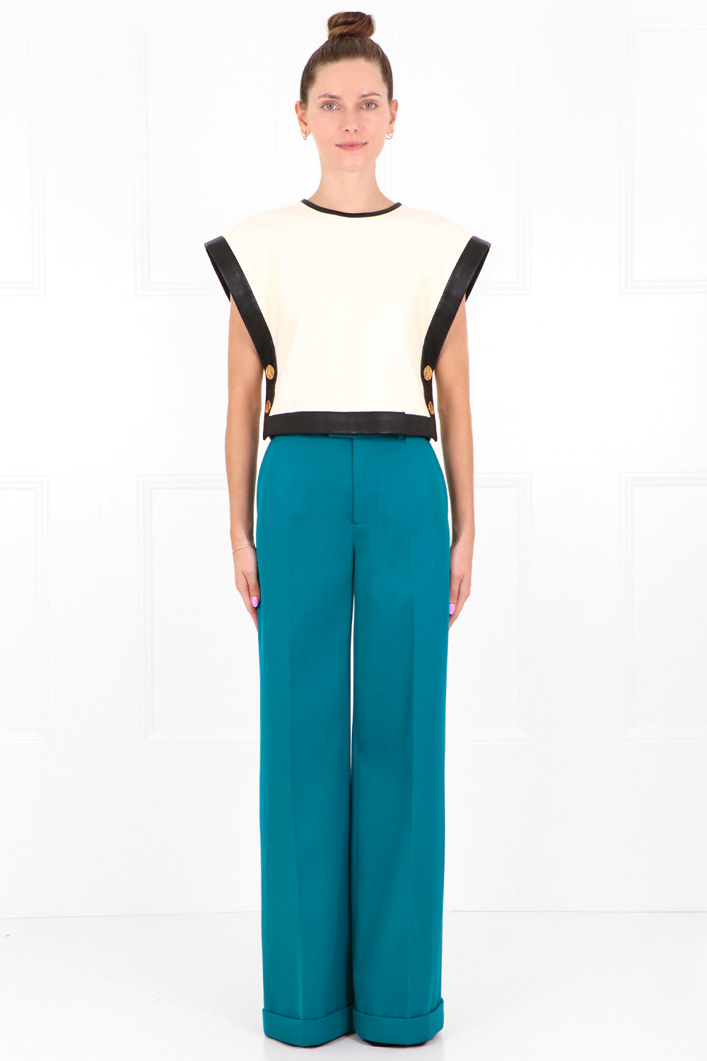 PROENZA SCHOULER RTW STRUCTURED BOUCLE CROPPED TOP ECRU