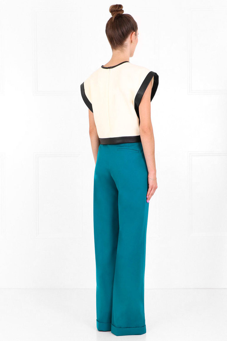 PROENZA SCHOULER RTW STRUCTURED BOUCLE CROPPED TOP ECRU