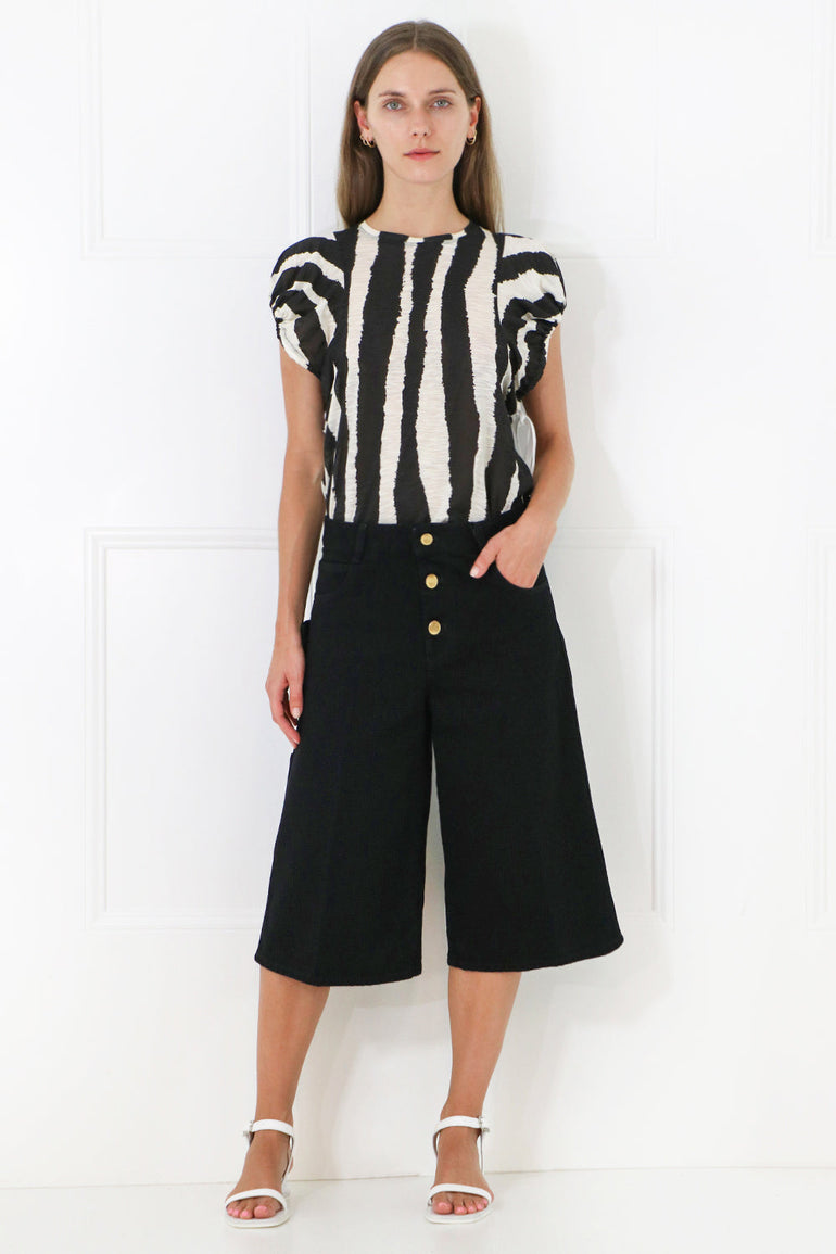 PROENZA SCHOULER RTW ZEBRA PRINT T-SHIRT S/S BLACK/ECRU
