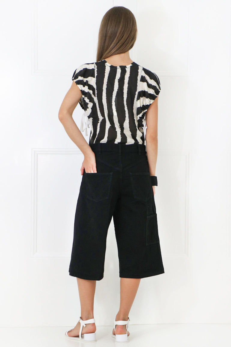 PROENZA SCHOULER RTW ZEBRA PRINT T-SHIRT S/S BLACK/ECRU