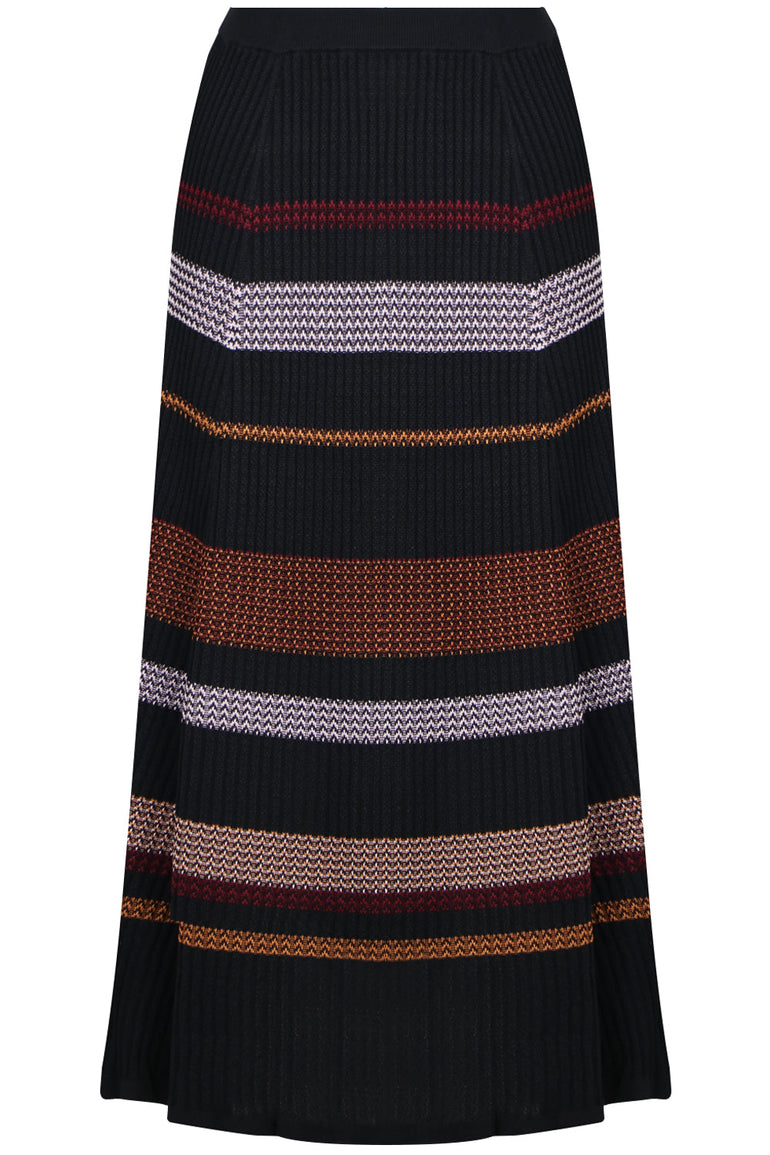 PROENZA SCHOULER RTW ZIG ZAG RIBBED SKIRT BLACK