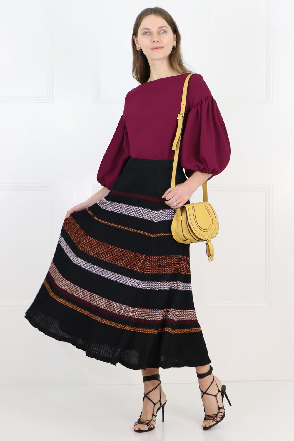 PROENZA SCHOULER RTW ZIG ZAG RIBBED SKIRT BLACK