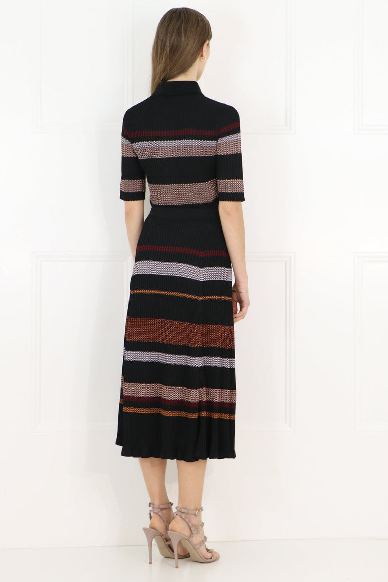 PROENZA SCHOULER RTW ZIG ZAG RIBBED SKIRT BLACK
