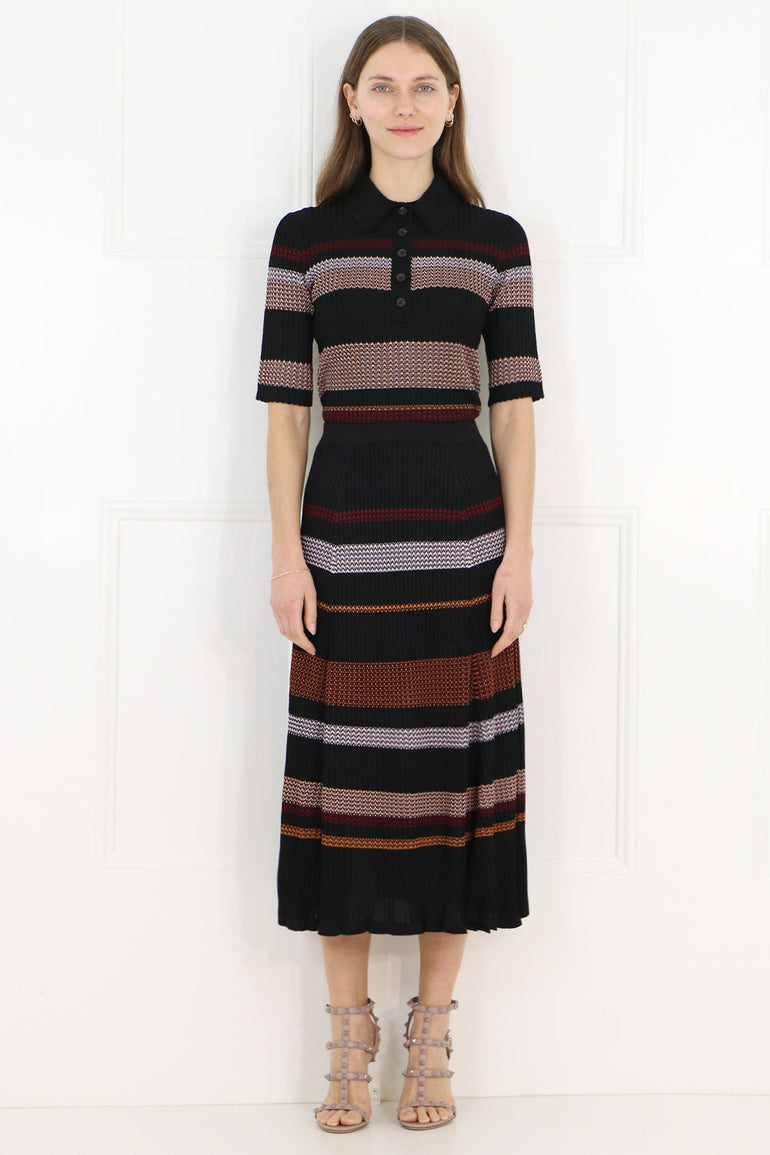 PROENZA SCHOULER RTW ZIG ZAG RIBBED SKIRT BLACK