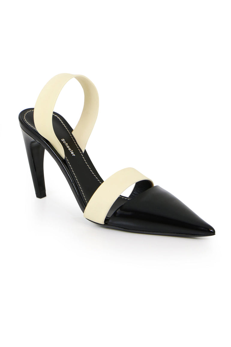 PROENZA SCHOULER SHOES POINT MULE WITH STRAP 90MM BLACK/CREAM