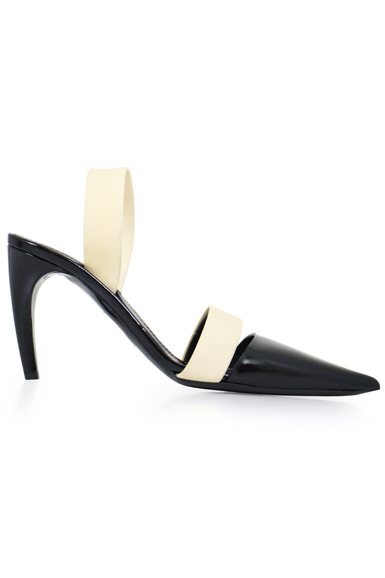 PROENZA SCHOULER SHOES POINT MULE WITH STRAP 90MM BLACK/CREAM