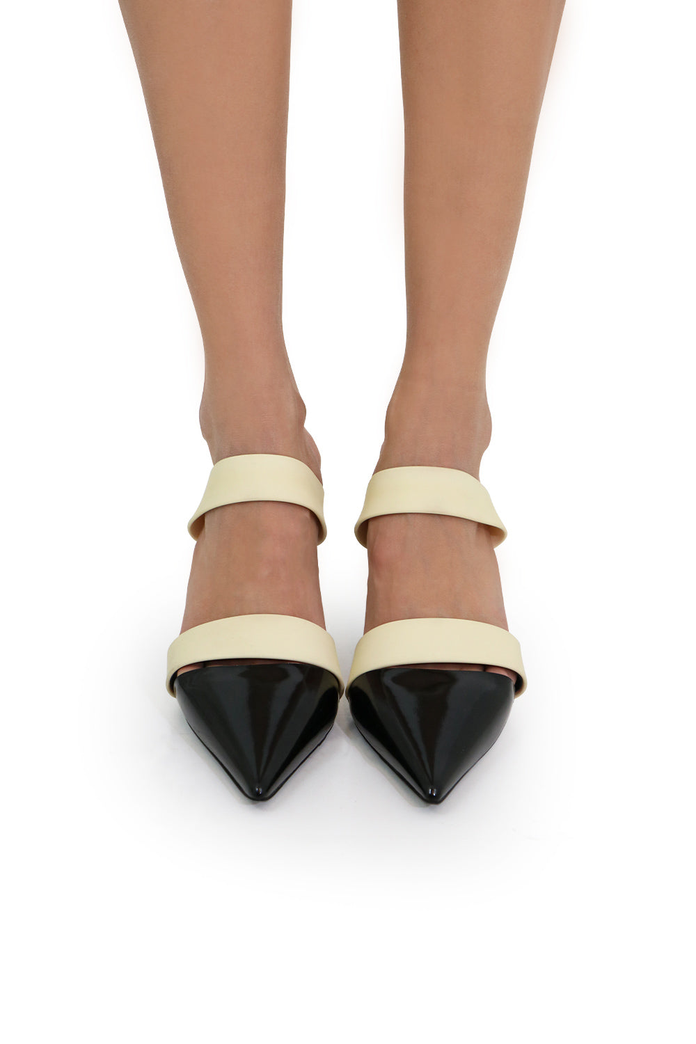 PROENZA SCHOULER SHOES POINT MULE WITH STRAP 90MM BLACK/CREAM