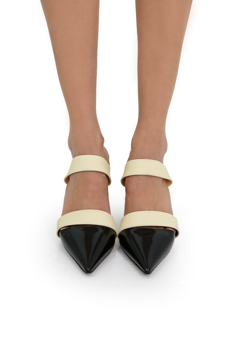 PROENZA SCHOULER SHOES POINT MULE WITH STRAP 90MM BLACK/CREAM