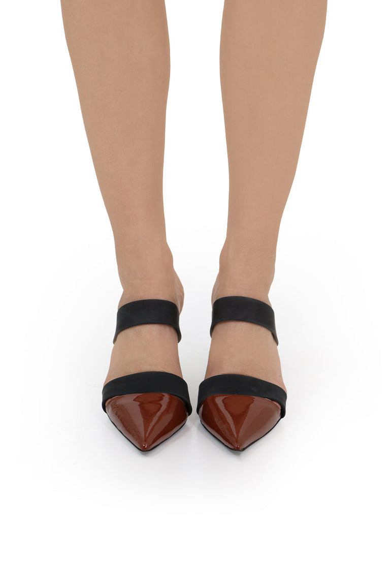 PROENZA SCHOULER SHOES POINT MULE WITH STRAP 90MM BLACK/RUST