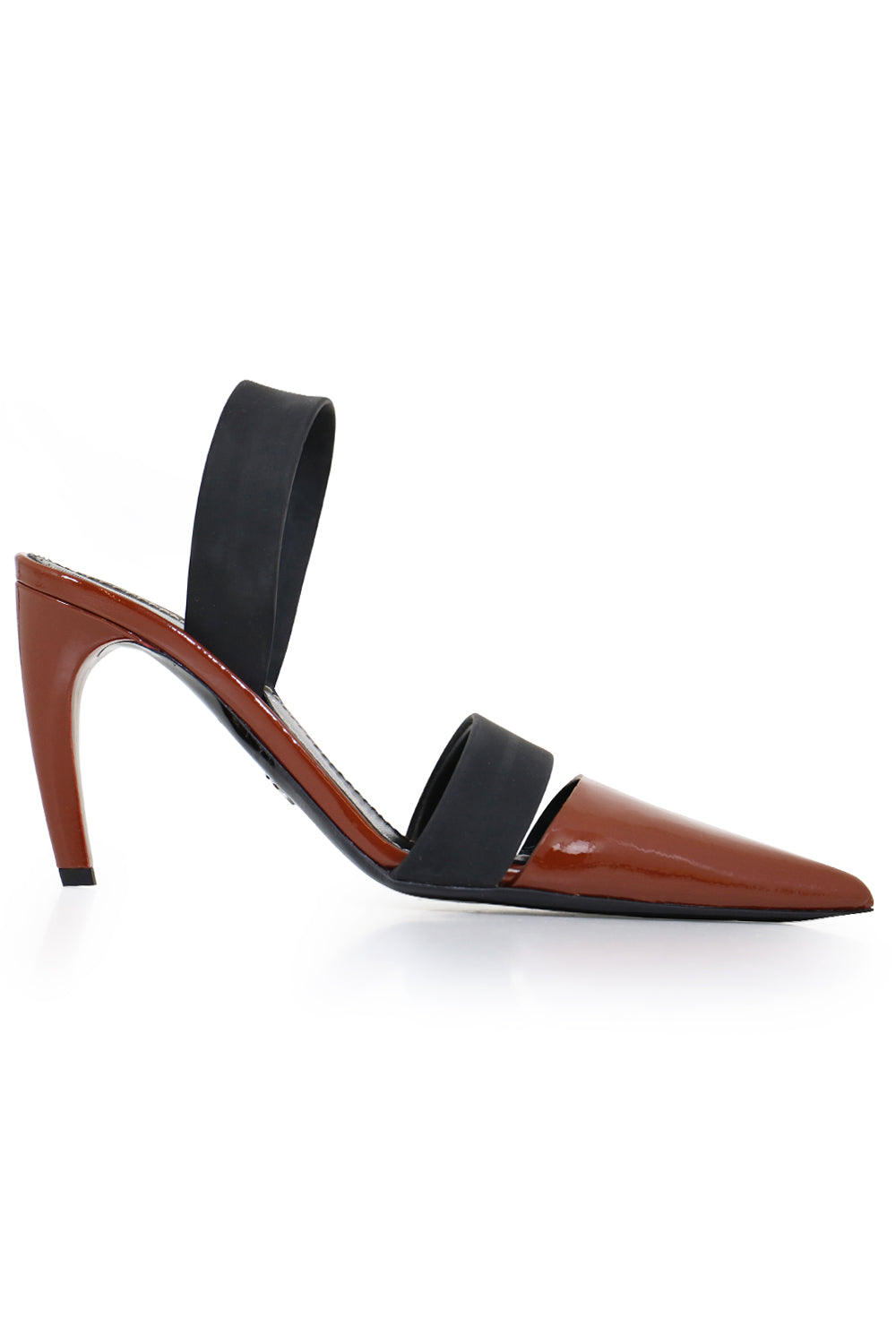 PROENZA SCHOULER SHOES POINT MULE WITH STRAP 90MM BLACK/RUST