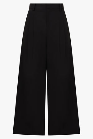 Wide Leg Pleat Pant | Black
