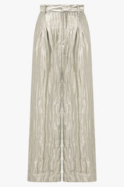 ROSIE ASSOULIN RTW Wide Leg Pleat Pant | Metallic Silver