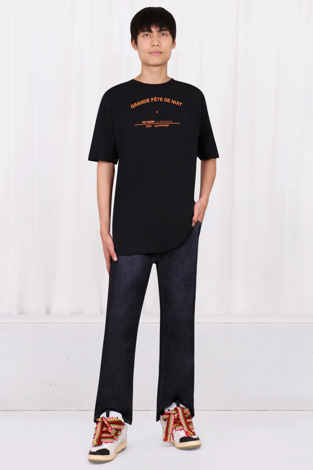 RAF SIMONS T-SHIRTS BIG FIT T-SHIRT WITH NIGHT PARTY PRINT