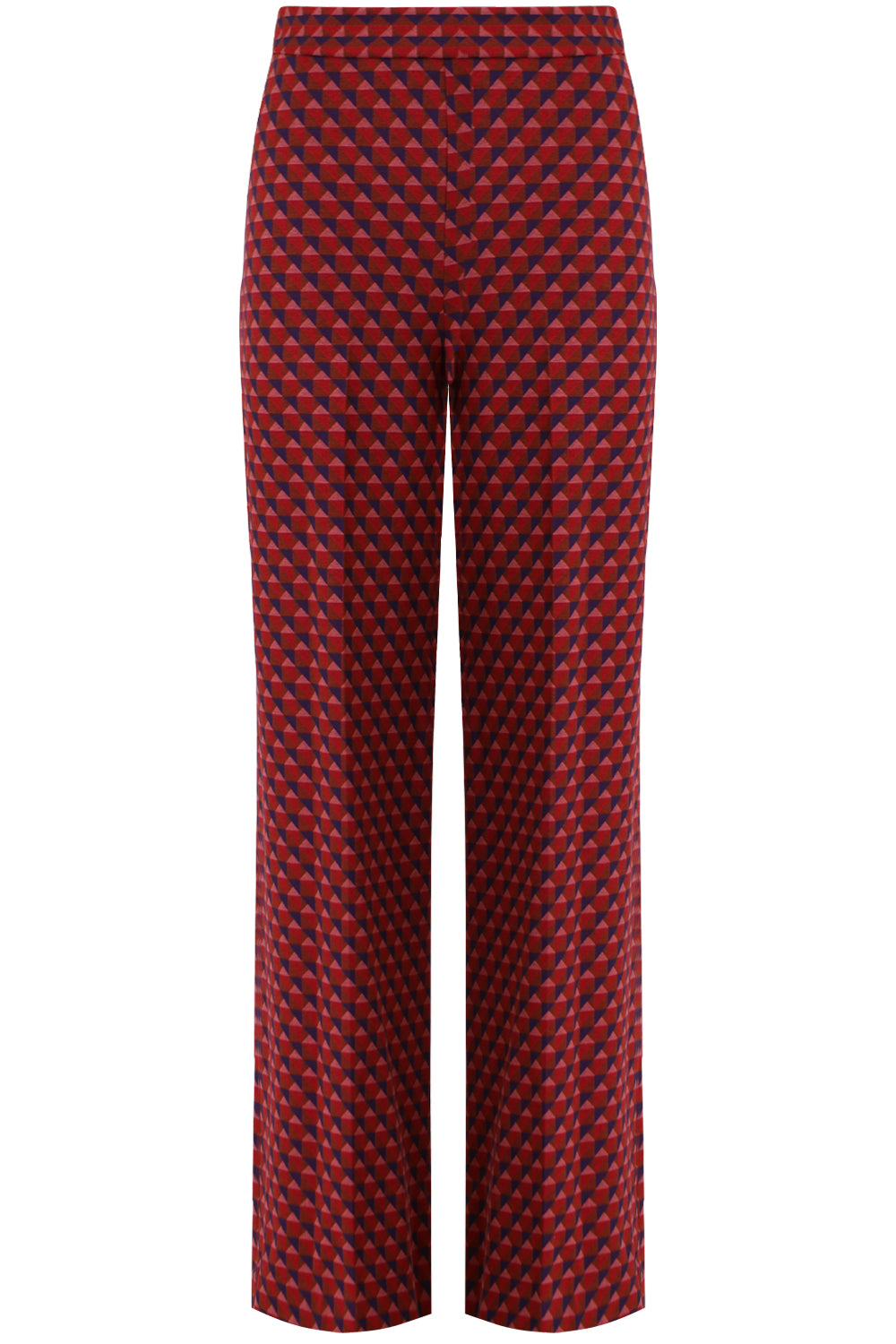 ROSETTA GETTY RTW GEOMETRIC CROPPED FLARE PANTS RED