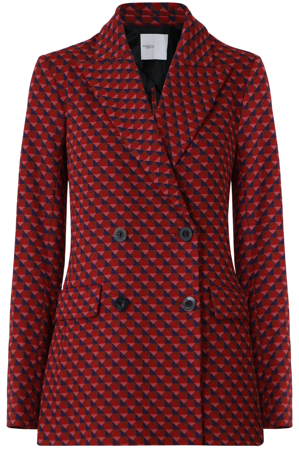 ROSETTA GETTY RTW GEOMETRIC DOUBLE BREASTED BLAZER RED