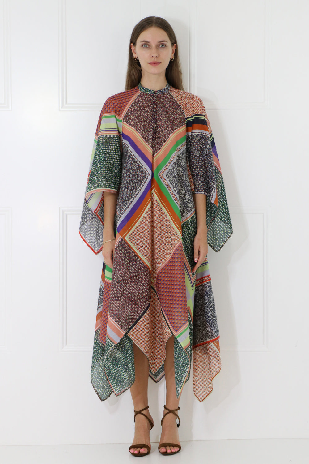 ROSETTA GETTY RTW SCARF PRINT MAXI DRESS MULTI
