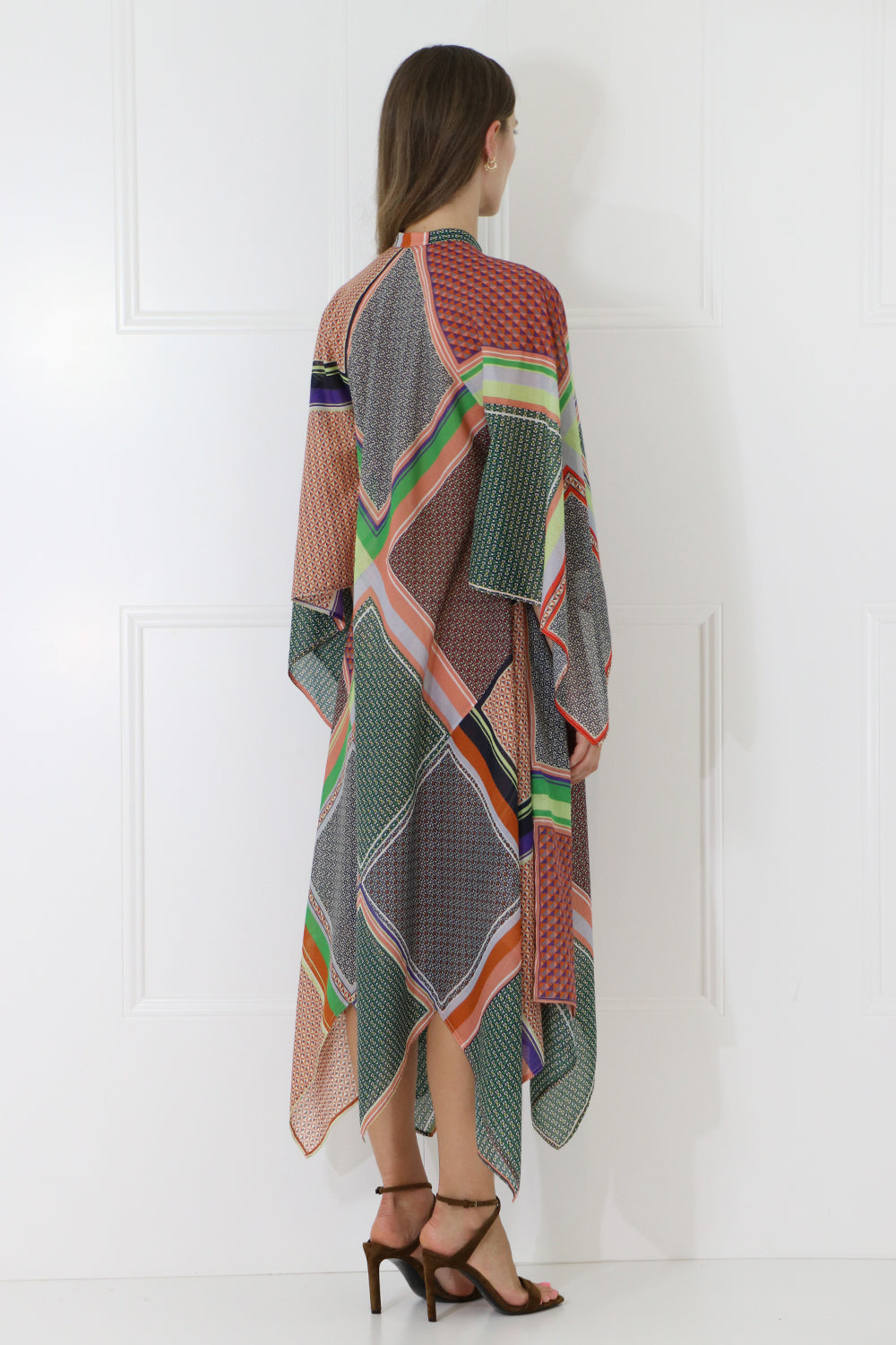 ROSETTA GETTY RTW SCARF PRINT MAXI DRESS MULTI