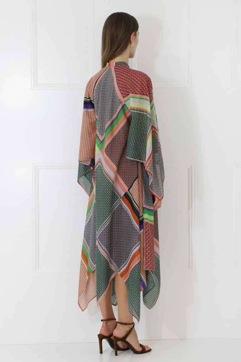 ROSETTA GETTY RTW SCARF PRINT MAXI DRESS MULTI